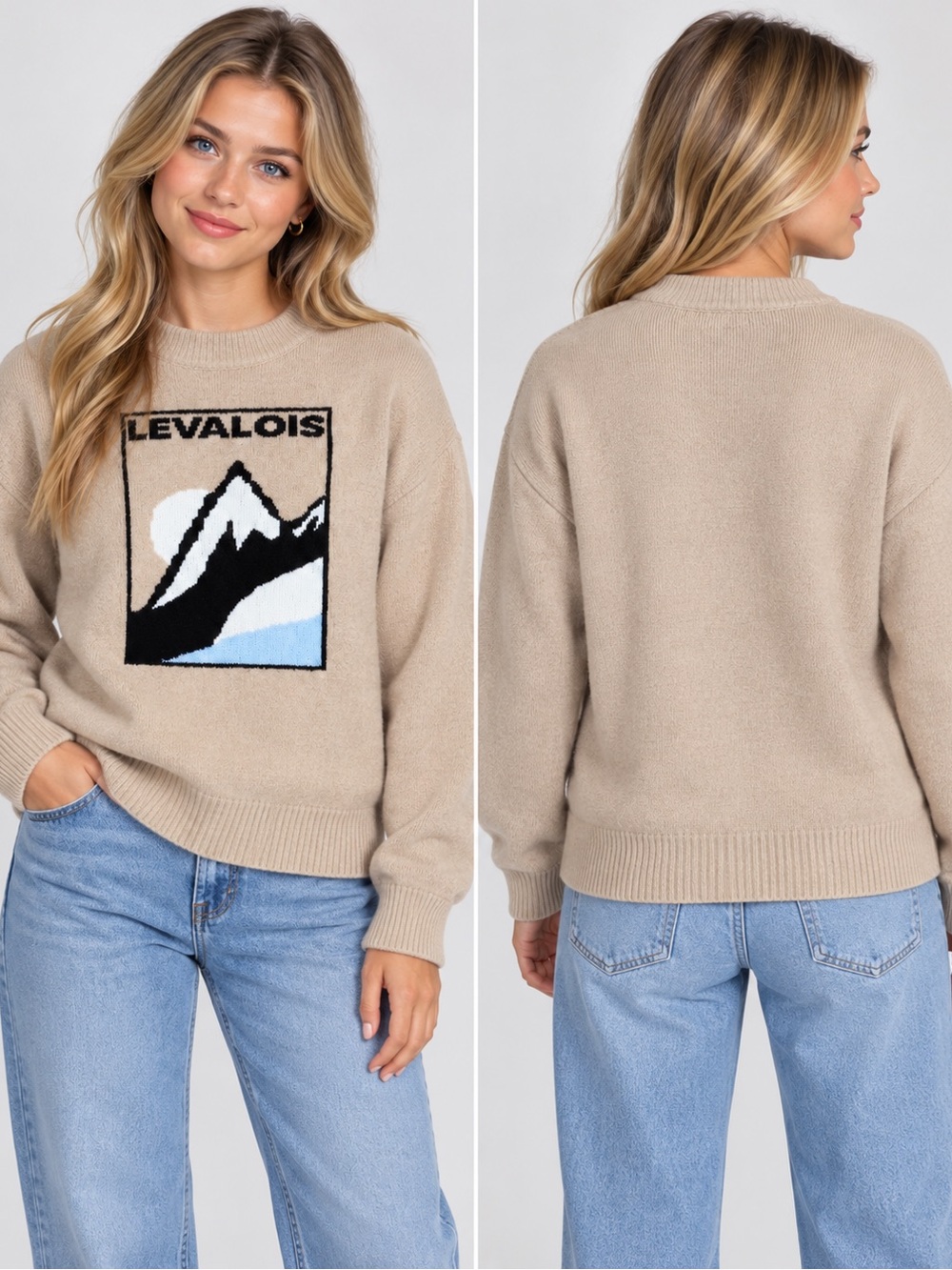 Target 🎯 Universal Thread Beige Crewneck Sweater with Mountain Graphic